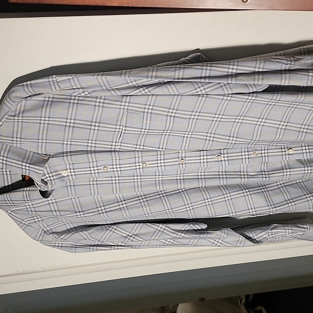 Burberry Blue / Gray / Yellow Plaid Shirt 2X Perfect Condition - Picture 5 of 8